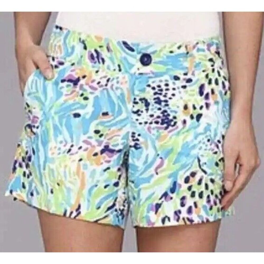 LILLY PULITZER The Callahan Shorts in Sea Soiree Chino Cotton Summer Size 4